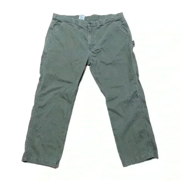Carhartt Mens  Pants Size 42x30 Carpenter Green Cargo Pockets - Picture 2 of 5